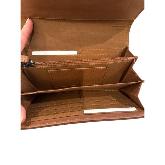 Myra Handbags Stay Positive S-4907 Brown & Turquoise Floral Leather Wallet NWT - Picture 5 of 5